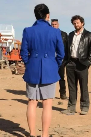 Laura Fraser Breaking Bad Lydia Rodarte-quayle Blue Wool Coat.