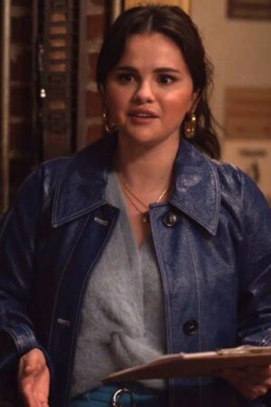 Mabel Mora Tv-series Only Murders In The Building Season 3 Blue Leather Coat.