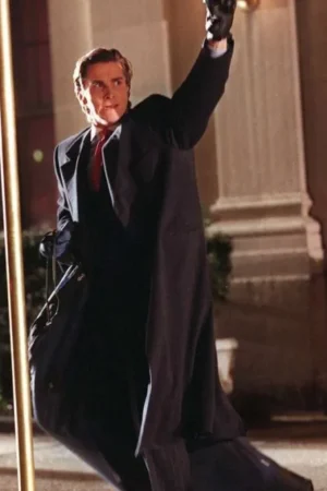 Patrick Bateman American Psycho 2000 Black Wool Trench Coat.