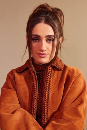 Pj Bottoms 2023 Rachel Sennott Brown Suede Leather Coat.