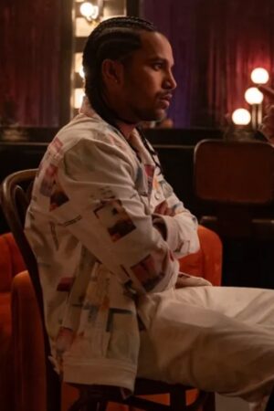 Santi Tv Series Neon 2023 Tyler Flores Collage Print Denim Jacket