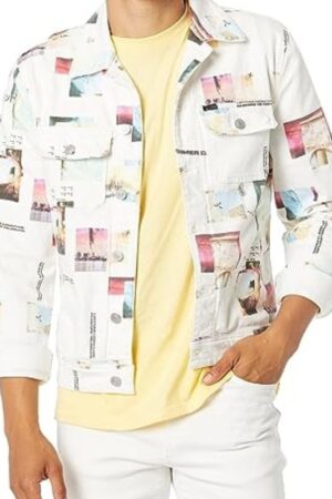Santi Tv Series Neon 2023 Tyler Flores Collage Print Denim Jacket.