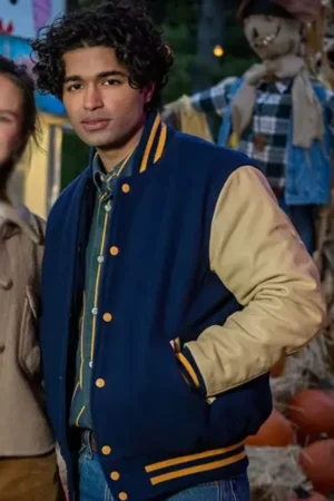 Siddharth The Way Home S01 Teen Brady Blue And Beige Bomber Jacket