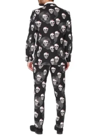 Skulleton Printed Grey & Black Costume Suit For Halloween.