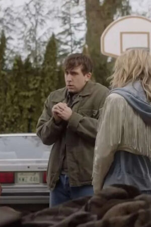 Teen Lurch Film Totally Killer 2023 Zachary Gibson Green Cotton Jacket.