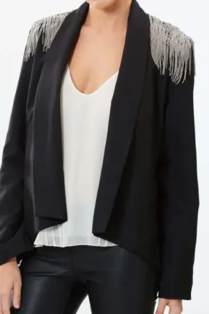 Tv-series Under The Vines S02 Daisy Black Blazer With Embellished Shoulder.