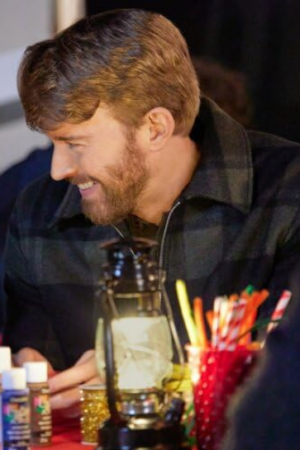 Chandler Massey Mystic Christmas Tv Movie 2023 Sawyer Black Checkered Jacket.