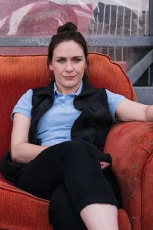 Janet Series The Lovers 2023 Roisin Gallagher Black Zip Up Cotton Vest.