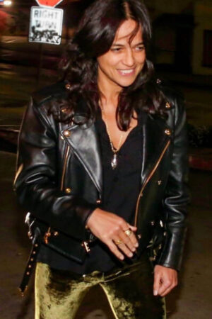Michelle Rodriguez Crop Black Leather Biker Jacket