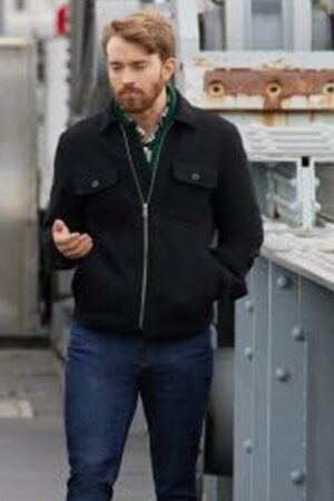 Tv Movie 2023 Sawyer Mystic Christmas Chandler Massey Black Bomber Jacket