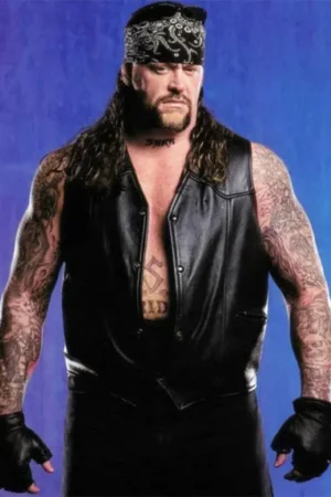 Wwe Superstar The Undertaker Black Leather Vest.