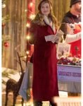 Charlotte Film A Not So Royal Christmas 2023 Brooke D’orsay Red Long Coat.