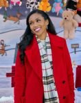 Film Christmas With A Kiss 2023 Mishael Morgan Red Trench Coat