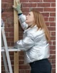 Olivia Film Our Christmas Mural 2023 Alex Paxton Beesley Puffer Jacket