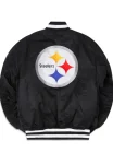 Pittsburgh Steelers Ma-1 Black Satin Jacket.