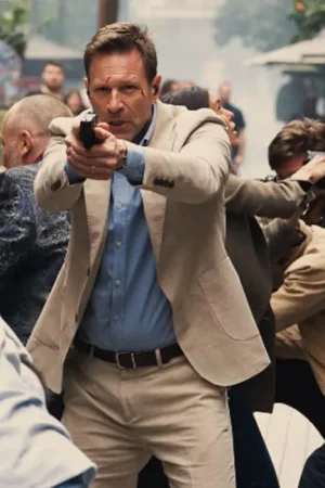 Aaron Eckhart The Bricklayer 2024 Vail White Blazer.