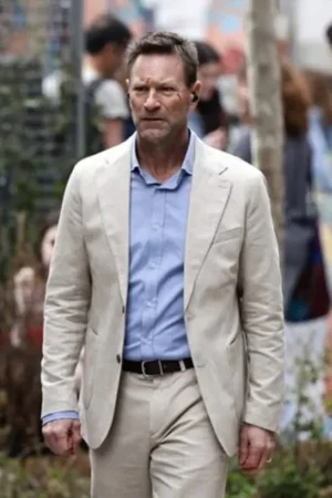 Aaron Eckhart The Bricklayer 2024 Vail White Blazer