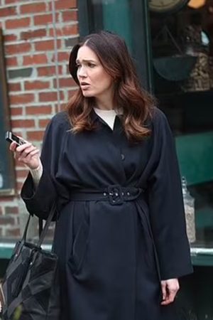 Benita Alexander Series Dr Death S02 Mandy Moore Black Belted Coat.