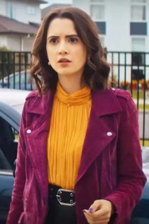 Cami Conway Film Choose Love 2023 Laura Marano Purple Suede Jacket