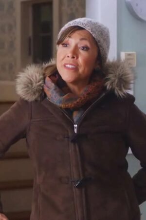 Camilla Film Letters To Santa 2023 Laura Ceron Brown Fur Hooded Suede Coat