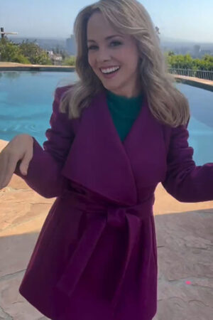 Connie Film Holiday Twist 2023 Kelly Stables Purple Belted Coat