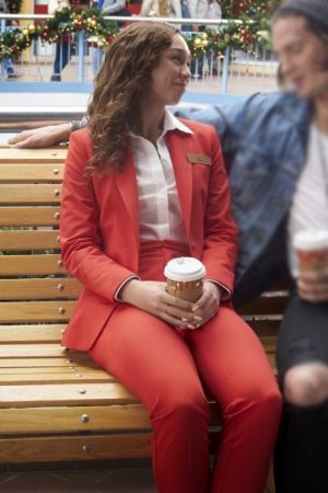 Devyn Nekoda Tv-series 2023 The Holiday Shift Tess Harper Red Suit.