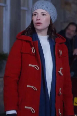 Emma Mckenzie Film Christmas In Scotland 2023 Jill Winternitz Red Hooded Coat