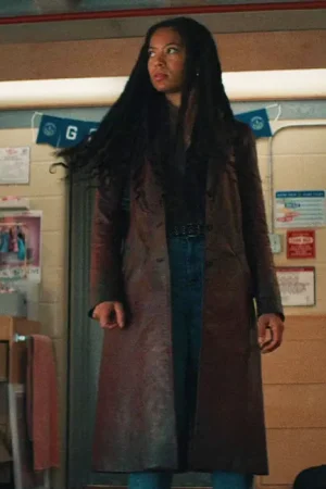 Jaz Sinclair Gen V 2023 Tv Series Marie Moreau Leather Long Coat.