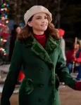 Rachael Leigh Cook Rescuing Christmas Movie 2023 Hooded Green Trench Coat.