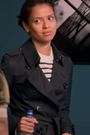 Abby Film Lift 2024 Gugu Mbatha Raw Black Trench Coat.