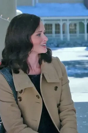 Alexis Bledel Gilmore Girls Rory Gilmore Brown Wool Trench Coat.