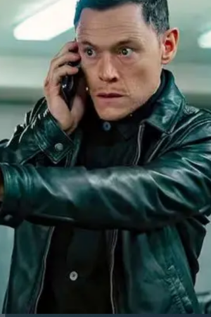 Cormac Movie Lift 2024 Burn Gorman Black Leather Jacket.