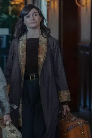 Emily Mortimer The New Look Tv Series 2024 Grey Long Coat