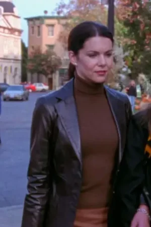 Lauren Graham Gilmore Girls Lorelai Gilmore Black Leather Blazer.