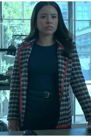 Mariana Adams Foster Tv Series Good Trouble S05 Cierra Ramirez Plaid Blazer.