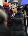 Marisa Abela Back To Black 2024 Amy Winehouse Hooded Puffer Coat.
