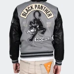 Men's Black Panther Power Grey Varsity Jacket.
