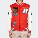 Men's Ride Or Die Road Race Red Varsity Letterman Jacket