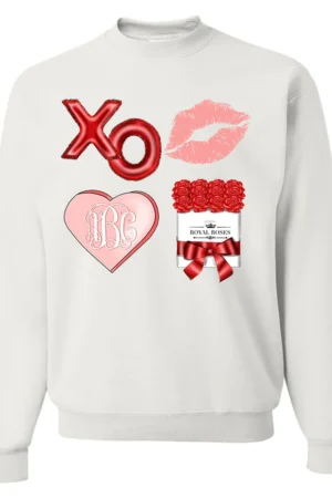 Monogrammed 'valentine's Day' Crewneck White Sweatshirt