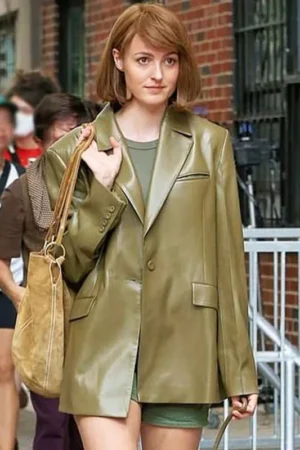 Renate Reinsve A Different Man 2024 Green Leather Blazer