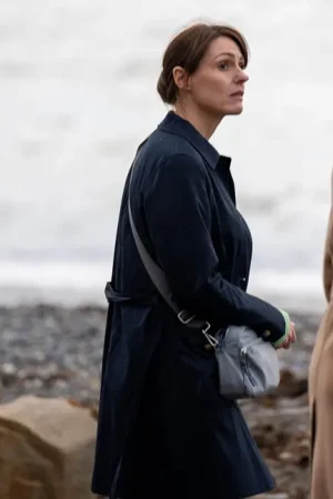 Suranne Jones Maryland 2024 Tv Series Becca Blue Cotton Trench Coat.
