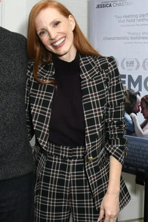 Sylvia Film Premiere Memory 2024 Jessica Chastain Plaid Blazer