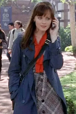 Tv Series Gilmore Girls S03 Alexis Bledel Blue Cotton Trench Coat