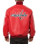 Washington Capitals Red Leather Bomber Jacket.