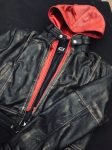 Black Leather Red Hood Jacket