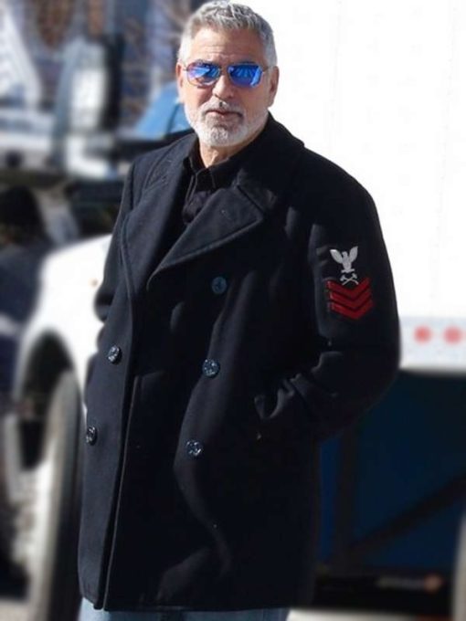 George Clooney Movie Wolves 2024 Black Wool Trench Coat George Clooney Movie Wolves 2024 Black Wool Trench Coat