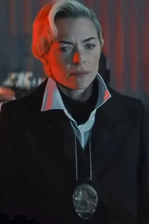 Jaime King 2024 Movie Lights Out Detective Ellen Ridgway Black Blazer