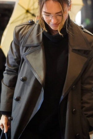 Jessica Alba Fashion Week Brown Trench Coat
