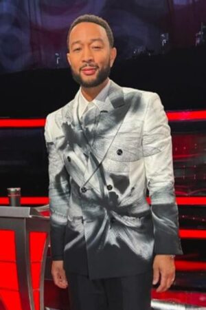 John Legend The Voice 2023 Dragonfly Shadow Printed Blazer