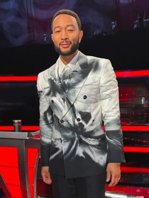 John Legend The Voice 2023 Dragonfly Shadow Printed Blazer John Legend The Voice 2023 Dragonfly Shadow Printed Blazer